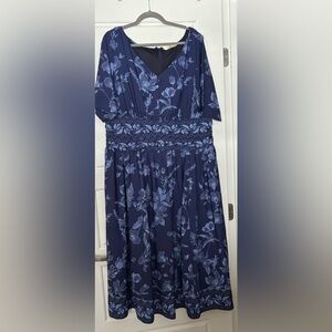 eShakti Wayward Fancies Plus Size Navy Floral Maxi Dress